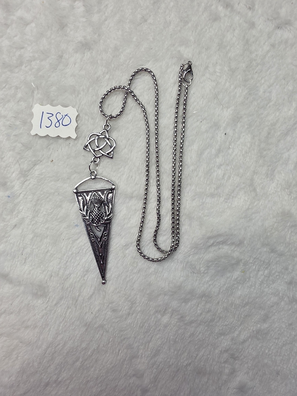 Celtic Knot Thistle Flower Pendant Necklace